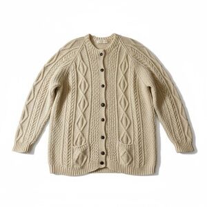 Vintage Aran Fisherman Knit Wool Sweater Large-XL Men or Women